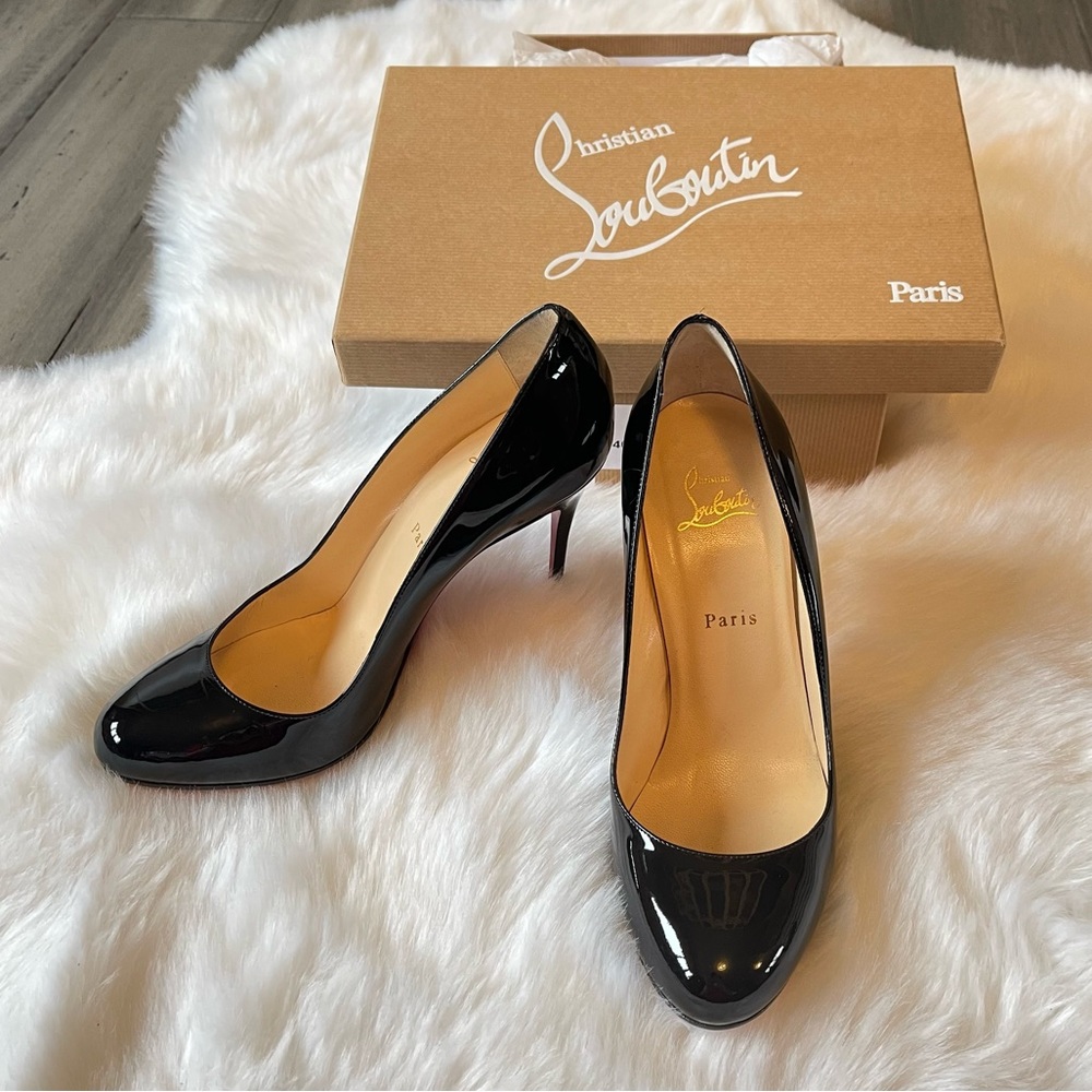 Christian Louboutin Fifi Black Patent Pumps 100mm Size 40